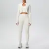 Nuevo Estilo de Cuello Halter Espalda Hermosa Cremallera Exterior Chaqueta Ropa de Yoga Cintura Alta Levanta Glúteos Ajustado Deportes Correr Fitness Conjunto de Tres Piezas