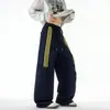 Calça Esportiva Casual Masculina Estilo Outono Novo Listras Americanas Masculina Solta Reta de Perna Larga Calça Cargo Marca Tendência Tamanho Plus