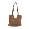 Bolso de Paja para Mujer de Gran Capacidad Tipo Cubo 2024 Nuevo Versátil Diseño de Nicho Bolso de Hombro Estilo Coreano Bolso Tote Moderno
