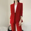 Traje Elegante Popular Juvenil Traje Coreano de Color Caramelo Chaqueta Cardigan Chaqueta con Sentido del Diseño Traje Pantalón