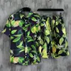 Conjunto de camisa floral de manga corta y shorts de playa de la isla de Hainan, adecuado para vacaciones de verano en Hawái y Tailandia, para parejas y hombres y mujeres