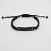 Pulseiras de Casal Pretas Curvas de Aço Inoxidável Mais Vendidas no Exterior Pulseiras de Corda de Nylon Tecidas à Mão com Nó Plano para Homens e Mulheres