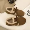 Suela plana suela blanda 2026 nuevo slip-on forro de felpa zapatos de algodón retro zapatos casuales mujer invierno lazo zapatos de pelo mujer