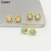 Ehp102 Sol Pequeño Girasol Piedras Preciosas de Colores Gancho para Pendientes Opcional Chapado en Oro de 18K Accesorios
