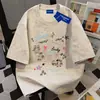 Camiseta Corta de Manga Corta con Estampado de Grafiti Sencillo de Marca de Moda para Pareja para Mujer 2026 Primavera/Verano Casual Ins Algodón Pesado Superior para Hombre