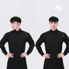 Outono Clone Rosto Meio Botão Gola Redonda Slim Fit Casual Moda Exibição Fitness Esportes Alta Elasticidade Base Camiseta Longa