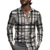 Camisa de Hombre a Cuadros y Rayas Primavera Un Botón Diseño de Solapa 2025 Ligera Corte Holgado Moda
