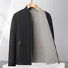 Chamarra Reversible con Cuello Mao para Hombre, 100% Poliéster, Anti-Arrugas Casual, No Requiere Planchado, Adecuada para Papás de Mediana Edad, Abrigo para Hombre