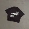 Moda urbana oscura gótica Y2K holgada estampada punk minimalista cuello redondo jersey camiseta de manga corta