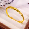 Pulsera Redonda de Empujar y Tirar Brillante Chapada en Oro de Latón para Mujer, Sencilla y Moderna, Pulsera Ajustable de Oro Arena Que No Se Desvanecerá por Mucho Tiempo