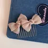 Pente Inserido na Parte de Trás com Laço Fofo Coreano Cor Sólida Tecido de Malha Pente de Cabelo Styling Doce Pente Inserido para Cabelos Rebeldes Presilha de Cabelo Acessórios de Cabelo