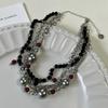 Collar de cuentas multicapa de estilo europeo y americano, ligero, de lujo, de nicho, con personalidad, diseño de cadena de clavícula de alta gama, nueva moda