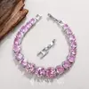 Pulsera de Tenis Colorida de Zirconia 3A de Lujo Super Brillante Europea y Americana Lujo Accesible Gama Alta Redonda de Moda Joyería de Mano para Hombres y Mujeres Venta al por Mayor