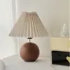 Lámpara de Mesa Cerámica Plegada Estilo Nórdico Lámpara de Mesita de Noche para Habitación de Niña Lámpara de Mesita de Noche Retro Luz Nocturna Hogar