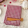 Tejido de hilo teñido lavado de algodón puro, tejido a cuadros estilo coreano con patrón Chaoyang rojo, adecuado para ropa de mujer, ropa infantil, bolsos, accesorios para el cabello y coleteros DIY