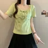 Algodão 210g tamanho plus size design de menina cheinha camiseta de manga curta feminina retrô francês espinha de peixe slim curta jaqueta que rejuvenesce