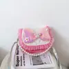 Nova Bolsa Transversal de Princesa Infantil para Meninas com Laço, Bolsa de Ombro Versátil e Leve, Bolsa de Mão Fofa com Pérolas, Transfronteiriça