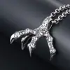 Collar Personalizado Punk Retro Garra de Dragón Estilo Europeo y Americano, Colgante Audaz Creativo de Cuatro Garras para Hombre, Accesorios de Moda para Hombre