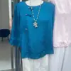 Verano Nuevo Seda 2 Colores Elegante Estilo Nacional Botón de Rana Cierre de Lazo Top Nuevo Estilo Chino Blanco Azul Jacquard Ligeramente Elástico
