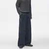 Pantalones casuales rectos holgados con bordado de espada único para hombre, estilo de alta costura moderno, color liso, estilo workwear, de pierna ancha