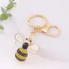 Amazon Transfronterizo Popular Llavero de Abeja Colgante Pequeño Colgante de Llave con Pedrería Cadena para Llavero de Mochila de Metal Venta al por Mayor