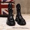 Botas Blancas Estilo Similar de Zhao Liying para Mujer, Botines Cortos de Moda Ins Estilo Británico con Suela Gruesa 2025 Nuevas Botas de Motociclista