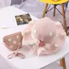 Bolsa Fresca Pequena Proteção Solar Chapéu de Sol Chapéu de Praia de Verão para Crianças Chapéu de Palha Ondulado Chapéu de Sol Dia das Crianças Presente de Aniversário