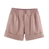 Comercio exterior transfronterizo ropa de mujer 2026 estilo europeo y americano moda versátil casual simple shorts con dobladillo enrollado para mujer B483113