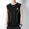 Colete de Verão Masculino Camiseta Sem Mangas de Secagem Rápida Seda Gelada Top Esportivo Refrescante Solto Corrida Manga Curta Treinamento Fitness Roupas