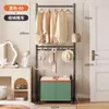 Cabideiro de Duas Camadas, Cabideiro de Chão para Secar Roupas de Quarto, Cabide Simples Doméstico para Armazenamento de Roupas ao Lado da Cama de Dormitório