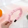 Faixa de Cabelo Plissada Versátil Doce Temperamento Grampo de Cabelo Acessório de Cabelo para Exterior Acessório de Cabeça Japonês e Coreano Simples Faixa de Cabelo Amarelo Limão