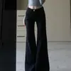 Calça Jeans Bootcut Preta para Mulheres Outono 2025 Nova Cintura Alta Efeito Emagrecedor Não Justa nas Pernas Versátil Solta Flare