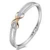 Pulsera de Diamantes Cruzada de Moda Transfronteriza Europea y Americana, Pulsera Femenina de Acero de Titanio, Pulsera Versátil de Lujo Ligero de Nicho