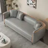 Sofá para apartamentos pequeños, habitaciones de alquiler, salas de juegos, salones de mahjong, adecuado para dos o tres personas, área de descanso de oficina, resistente a los arañazos de gatos, piel y látex, configuración recta