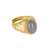 Anillo de plata esterlina S925 chapado en oro con jade púrpura ahumado Anillo simple de personalidad elegante para dedo índice para mujer