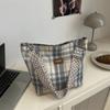 Bolso de Verano Popular para Mujer Lona a Cuadros Bolso Tote para Mujer Gran Capacidad Bolso de Hombro para Mujer Trabajo Viajes Bolso de Axila