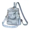 Mochila retro de mujer con bloques de color simples, nueva mochila estudiantil casual de gran capacidad 2026, bolso de hombro estilo americano