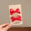 Nuevo Accesorio para el Cabello de Niña de Dibujos Animados para Bebé, Pinza para el Cabello con Lazo y Borla de Año Nuevo, Saludo de Año Nuevo, Accesorio Rojo Brillante para el Cabello