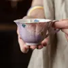Caneca de cerâmica com alça pintada à mão com peônia e borboleta em underglaze, xícara de café pequena para mulheres, xícara de chá para uso doméstico