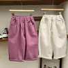 Pantalones Casuales para Niñas Pantalones de Primavera y Otoño para Niños Pierna Recta Cintura Elástica Versátiles Color Sólido Holgados Largos