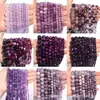 Serie Morada Piedra Natural Cuentas Redondas Amatista Soñadora Cuentas Sueltas Ágata de Vidrio Morado Sintético K9Diy Accesorios para Joyería