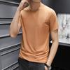 Camiseta de manga corta para hombre de color sólido al por mayor talla grande talla grande verano estilo coreano ajuste ceñido moderna guapa cuello redondo manga media