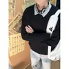 Cleanfi Gris Claro Cuello Redondo Tejido para Hombre Otoño e Invierno Engrosado Estilo Perezoso Básico para Vestir por Capas