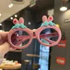 Óculos de sol fofos de princesa para meninas, proteção solar, com óculos de sol de coelho, novos óculos de sol de desenho animado para meninas com laço