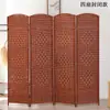 Biombo de Paja Tejida para Entrada de Hotel, Sala de Estar, Dormitorio, Uso Doméstico Biombo Plegable, Biombo Móvil Plegable Simple de Madera Maciza