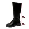 Otoño e Invierno 2025 Nuevas Botas Largas de Caballero para Mujer de Talla Grande Transfronteriza para Exportación Tacón Grueso Versátiles Botas Largas de Cuero para Mujer