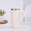 Taza de Coche Rayada con Asa Transfronteriza de 14oz, Acero Inoxidable 304, Taza Aislada de Doble Capa, Taza de Hielo con Popote de Alto Valor