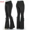 Jeans para mujer estilo europeo y americano tiro medio cordones Pantalones de mezclilla jeans elásticos pantalones acampanados para mujer Mezclilla