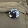 Serie de Pintura al Óleo Estilo Van Gogh Gato Negro Broche Cielo Estrellado Gato Insignia de Metal Fiesta de Estudiantes Personalidad Única Pin Accesorios