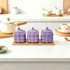 Juego Original de Botes Cerámicos Espesos para Condimentos Dopamine con Base de Madera para Almacenamiento, Bote de Sal para Cocina, Bote para Especias con Cuchara, Regalo